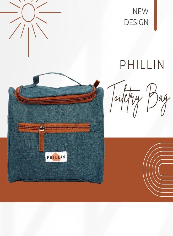 PHILLIN Travel Toiletry Bag for Men - Water Resistant Travelling Toiletries and Medicine, Shaving Kit Convenient Spacious Travel Organizer with Multiple Compartments & Zipper Closure (Green) - Image 2